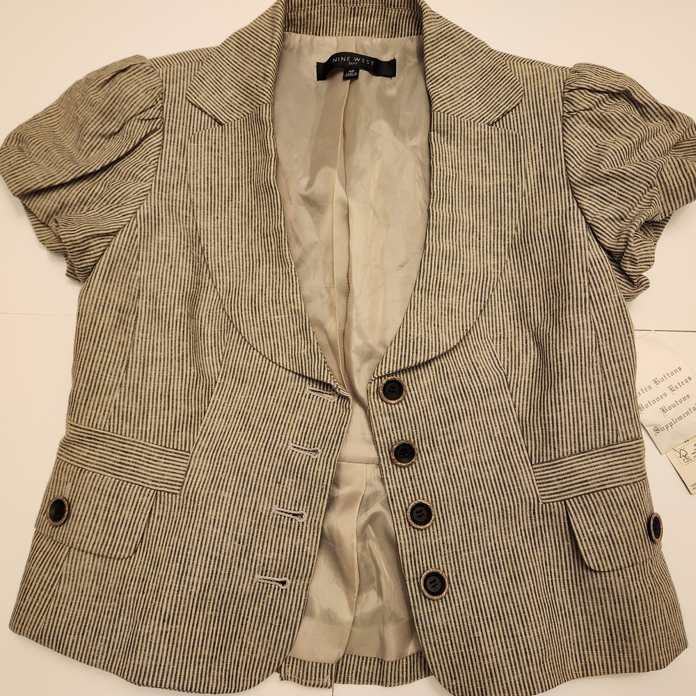 Nine West Women's Striped Gray Blazer